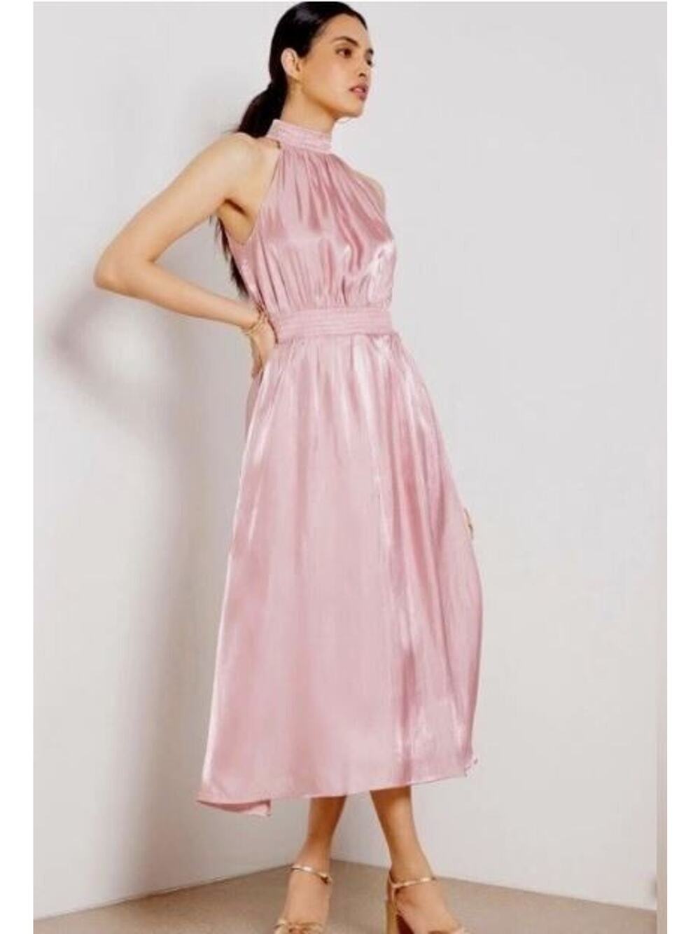 O.P.T "Caralyn" Shimmering Blush Pink Midi Dress NWT Women's Small